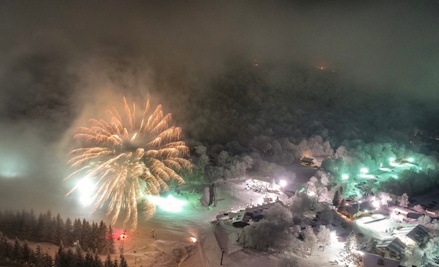 snowy fireworks