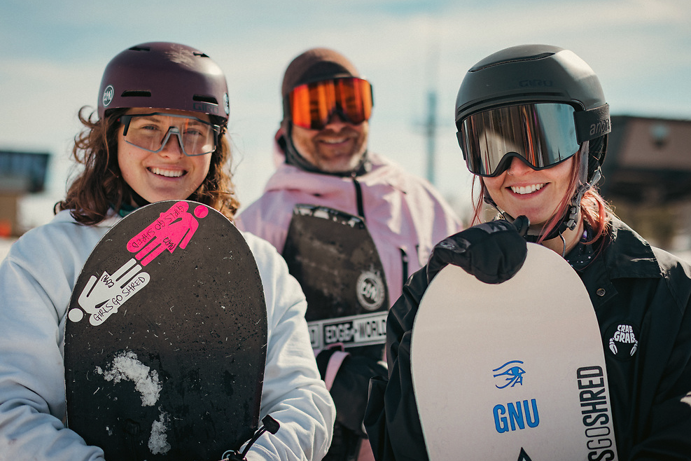 girls snowboarding